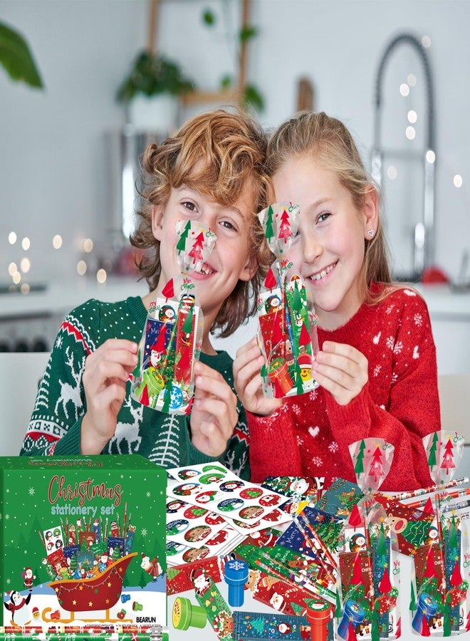 BEARUN 168 Pcs Christmas Party Favors Bulk for Kids-24-Pack Christmas Stationery Set for Stocking Stuffers, Christmas-Themed Classroom Gift Exchange School Games Prizes Carnival Events - Image 5